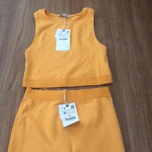 Zara High Neck Cropped Top and Fitted Skirt